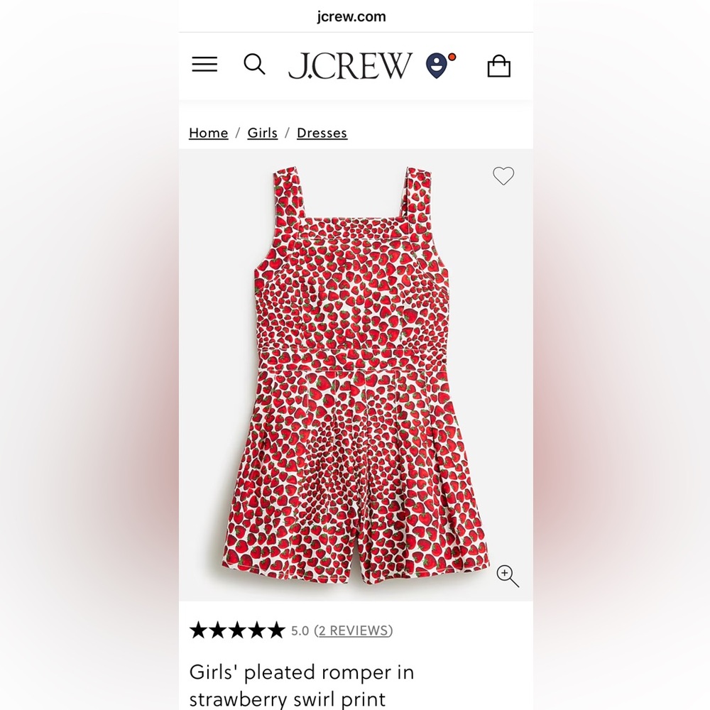 J. Crew Girls' Strawberry Swirl Print Romper
